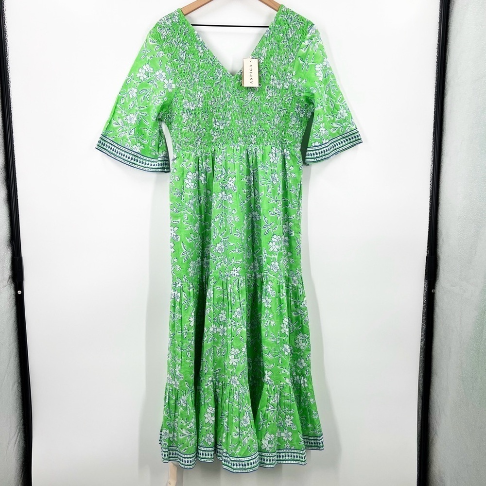 Aspiga Alisha Dress Japanese Flower Apple Green